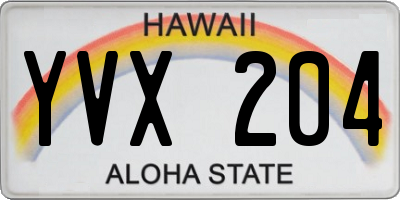 HI license plate YVX204
