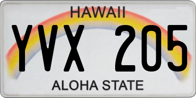 HI license plate YVX205