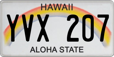 HI license plate YVX207