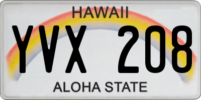 HI license plate YVX208
