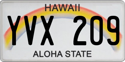 HI license plate YVX209