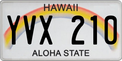 HI license plate YVX210