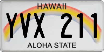 HI license plate YVX211