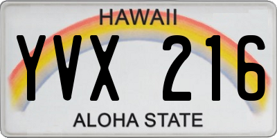 HI license plate YVX216