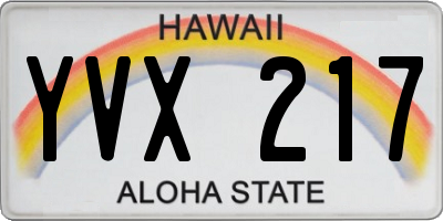 HI license plate YVX217