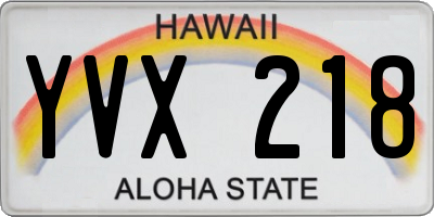 HI license plate YVX218