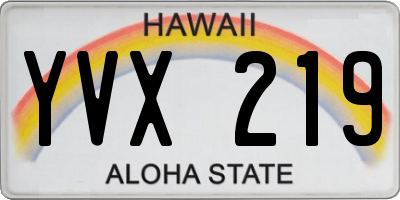 HI license plate YVX219