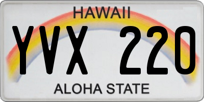 HI license plate YVX220