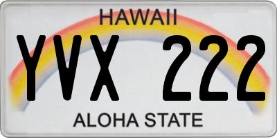 HI license plate YVX222