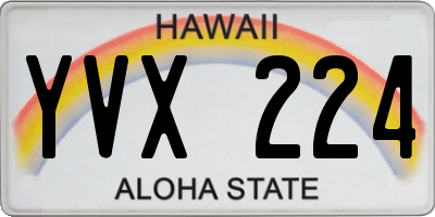 HI license plate YVX224