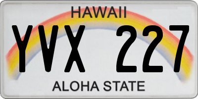 HI license plate YVX227