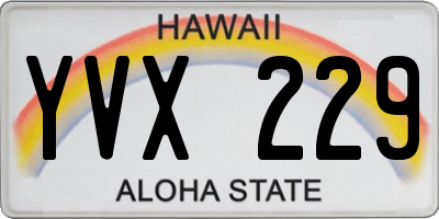 HI license plate YVX229