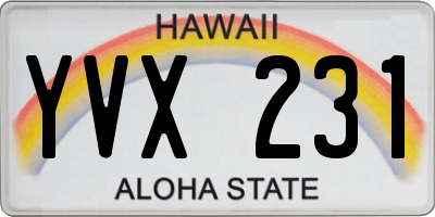 HI license plate YVX231