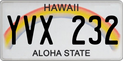 HI license plate YVX232