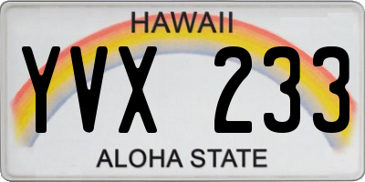 HI license plate YVX233