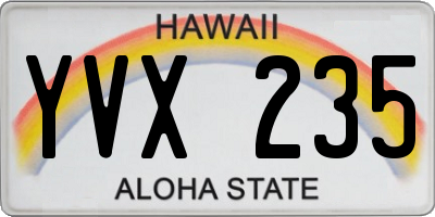 HI license plate YVX235