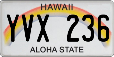 HI license plate YVX236
