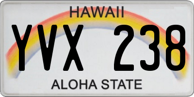 HI license plate YVX238