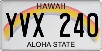 HI license plate YVX240