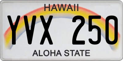 HI license plate YVX250