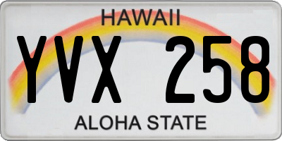 HI license plate YVX258