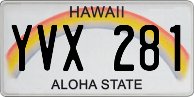 HI license plate YVX281