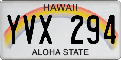 HI license plate YVX294