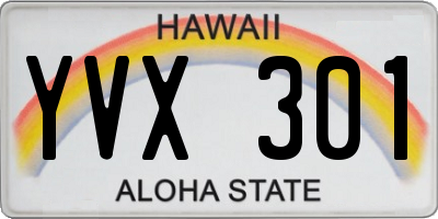 HI license plate YVX301
