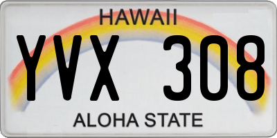 HI license plate YVX308