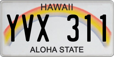 HI license plate YVX311