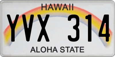 HI license plate YVX314
