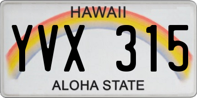 HI license plate YVX315