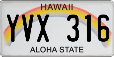 HI license plate YVX316