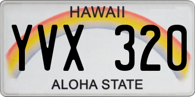 HI license plate YVX320
