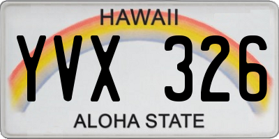 HI license plate YVX326
