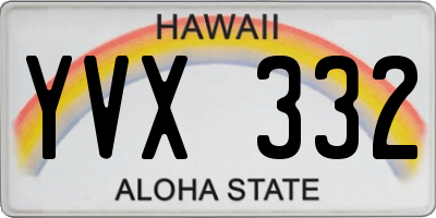 HI license plate YVX332