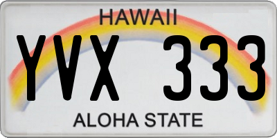 HI license plate YVX333