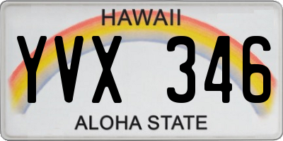 HI license plate YVX346