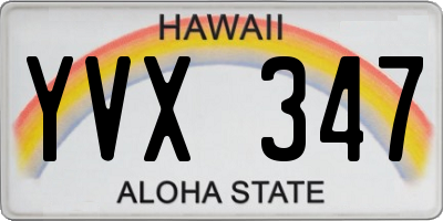 HI license plate YVX347
