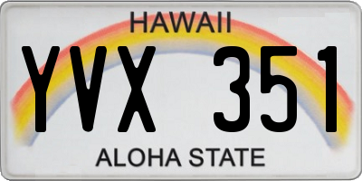 HI license plate YVX351