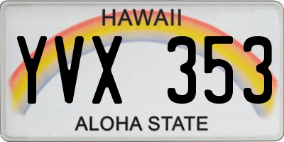 HI license plate YVX353