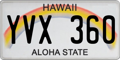 HI license plate YVX360