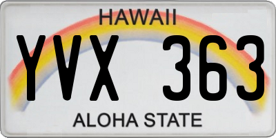 HI license plate YVX363