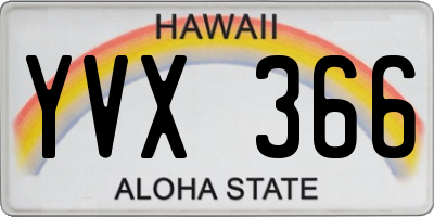 HI license plate YVX366