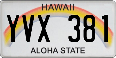 HI license plate YVX381