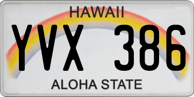 HI license plate YVX386