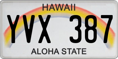 HI license plate YVX387