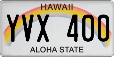 HI license plate YVX400