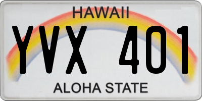 HI license plate YVX401