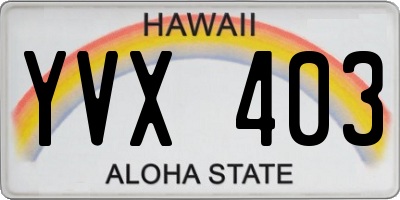 HI license plate YVX403